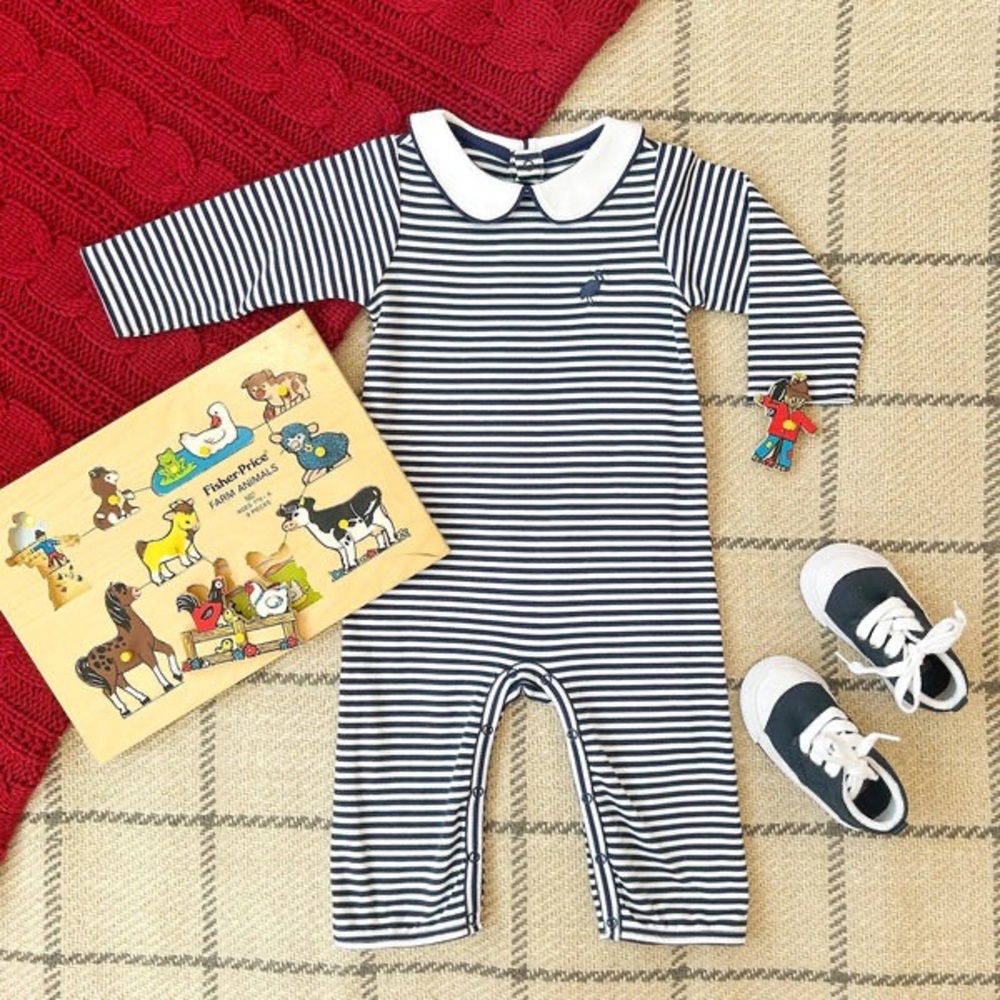 TBBC Potter's Playsuit - Nantucket Navy Stripe